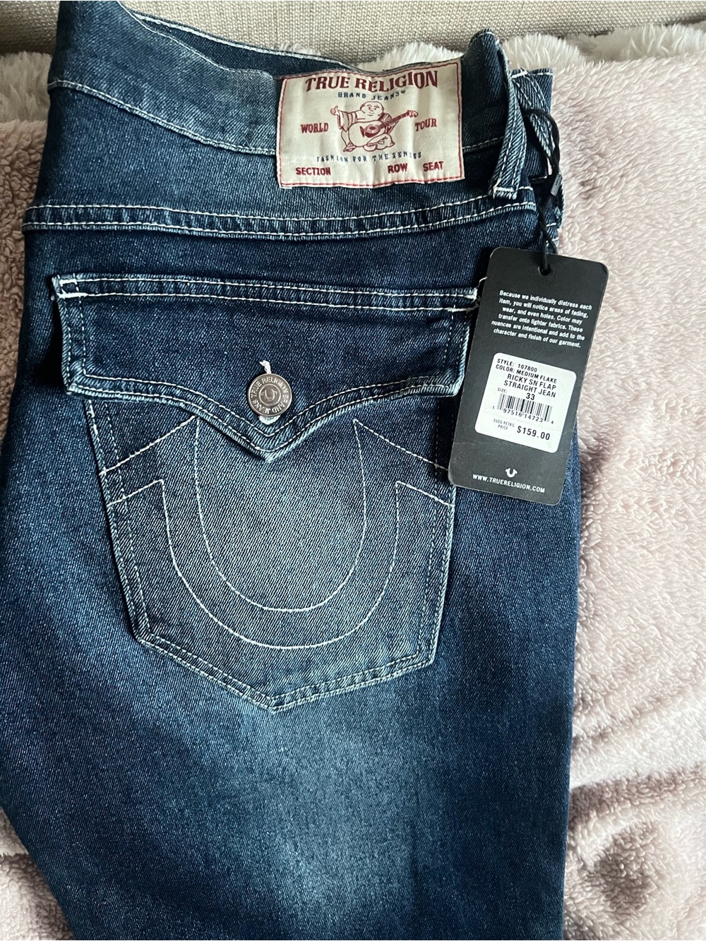 True Religion Men’s  Ricky SF Flap Straight Jeans